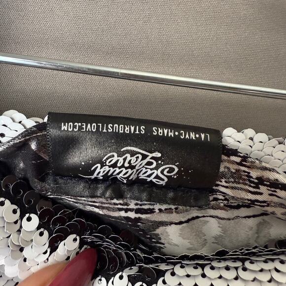 Stardust sz S black white sequin color change mini skirt - Picture 7 of 7